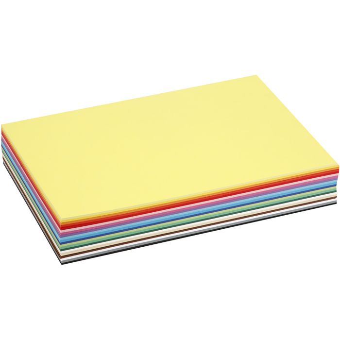 Färgad kartong, A4, ark 210x297 mm, 180 g, mixade färger, 300 mix. ark/ 1 förp.