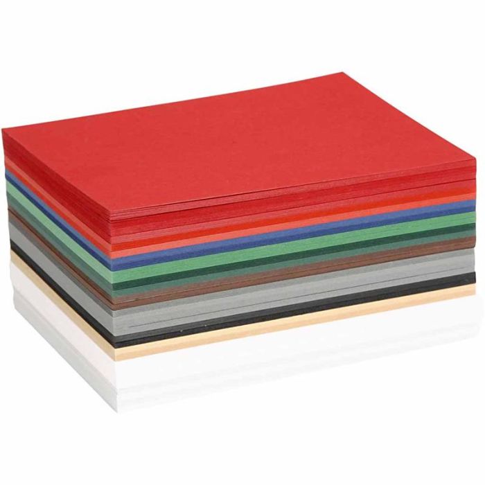 Julkartong, A6, ark 105x148 mm, 180 g, mixade färger, 300 mix. ark/ 1 förp.