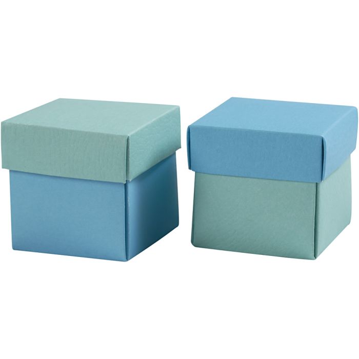 Presentaskar att vika, stl. 5,5x5,5 cm, 250 g, ljusturkos/mörkturkos, 10 st./ 1 förp.