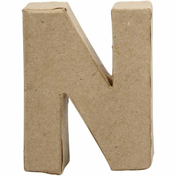 Pappbokstav, N, H: 10 cm, B: 7,8 cm, tjocklek 2 cm, 1 st.