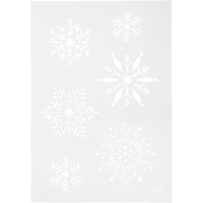Stencil, A4, ark 210x297 mm, snöflinga, 1 st.