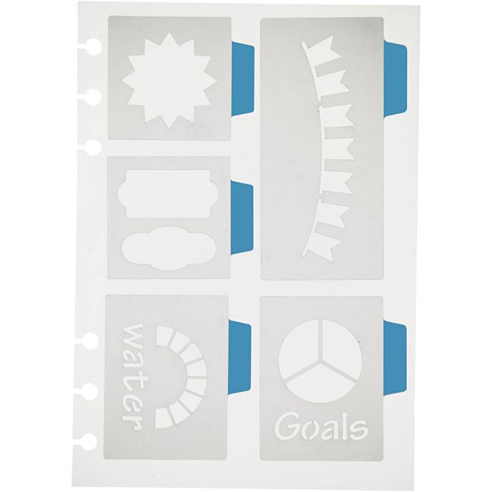 Stencil, 5 stora motiv, ark 12,5x17,5 cm, 1 ark