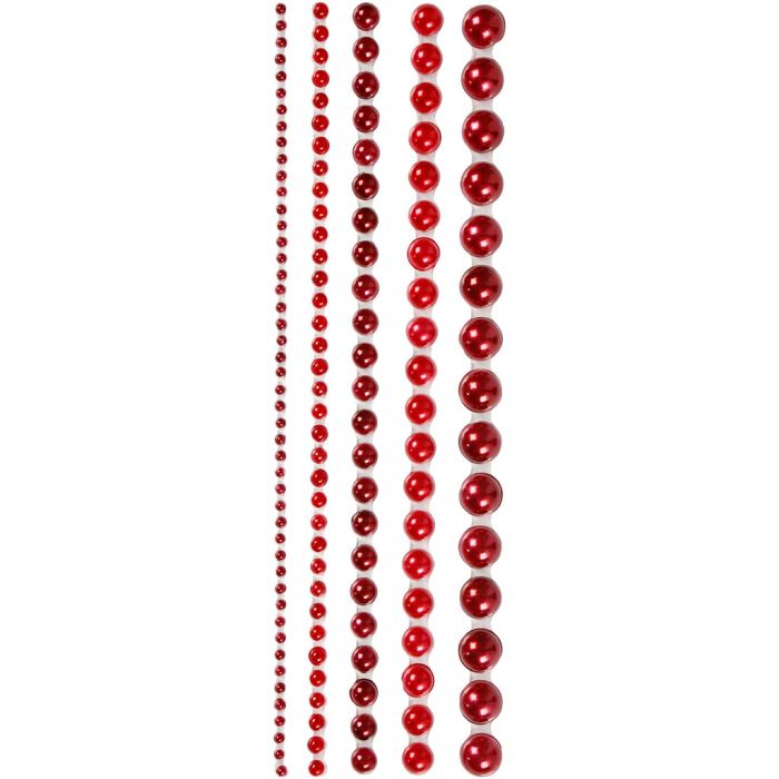 Rhinestones, stl. 2-8 mm, röd, 140 st./ 1 förp.