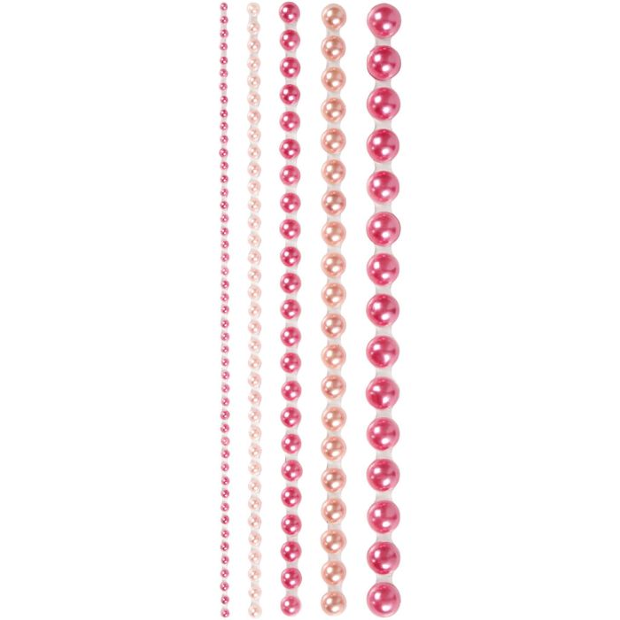 Rhinestones, stl. 2-8 mm, rosa, 140 st./ 1 förp.