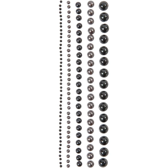 Rhinestones, stl. 2-8 mm, svart, antracitgrå, 140 st./ 1 förp.