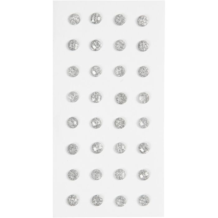 Rhinestones, Dia. 8 mm, silver, 32 st./ 1 förp.