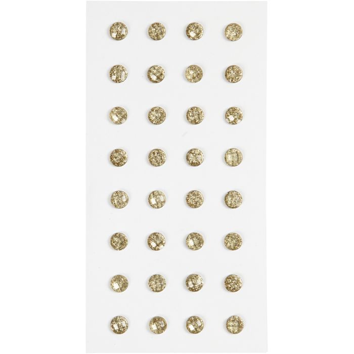 Rhinestones, Dia. 8 mm, guld, 32 st./ 1 förp.