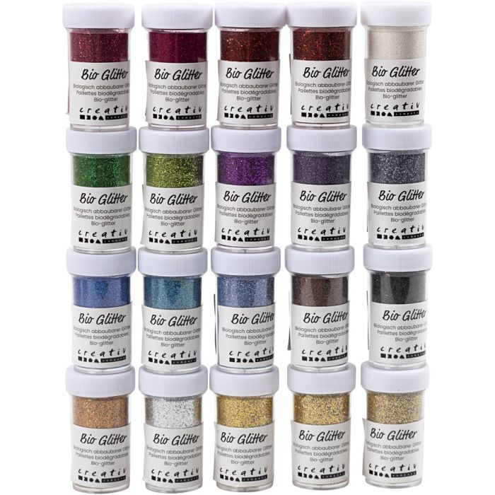 Bio-glimmer, mixade färger, 20x27 ml/ 1 förp.