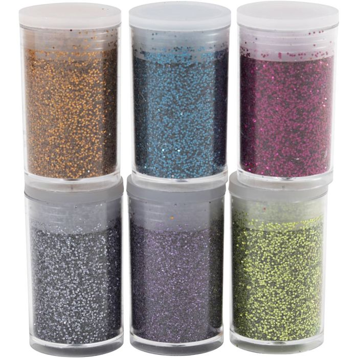 Bio-glimmer, mixade färger, 6x7 ml/ 1 förp.