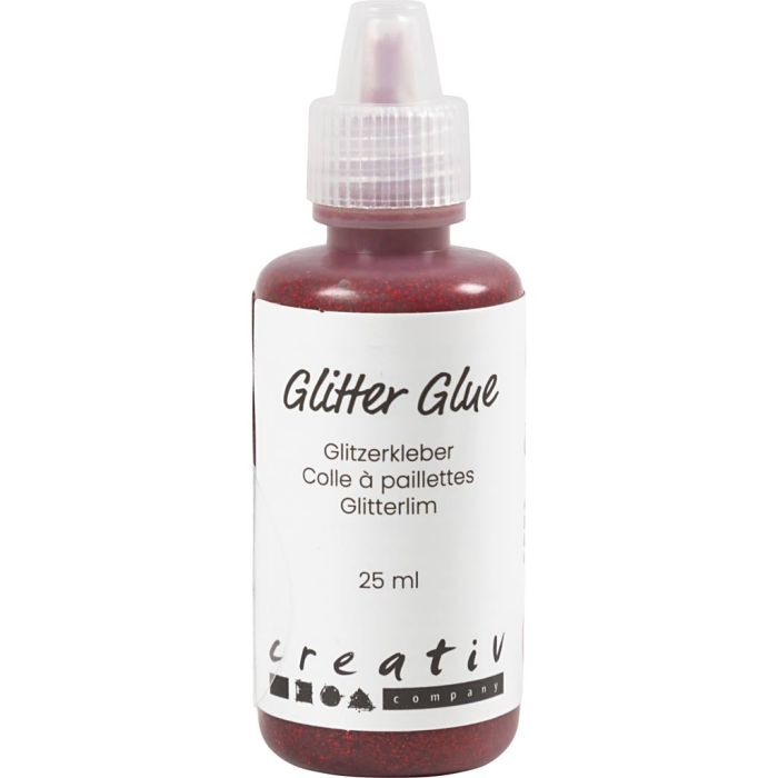 Glitterlim, röd, 25 ml/ 1 flaska