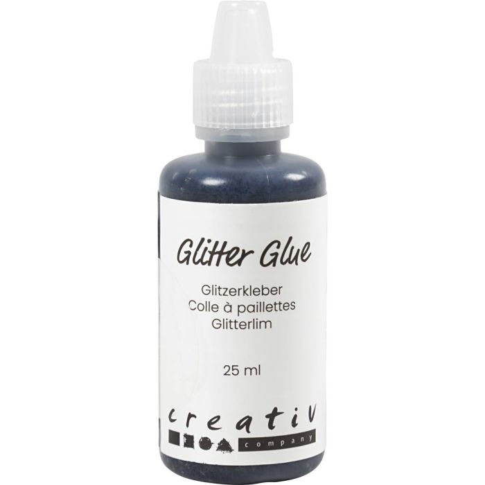 Glitterlim, svart, 25 ml/ 1 flaska