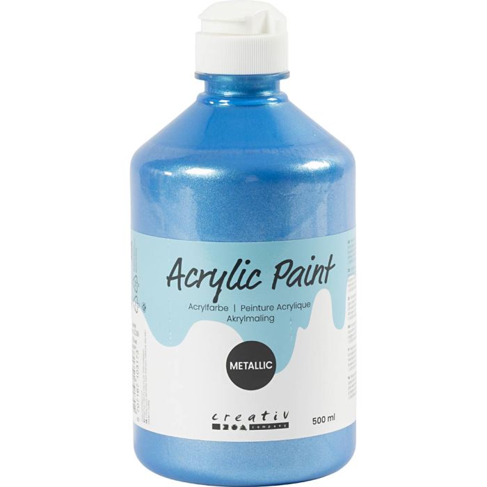 Metallic akrylfärg, blå, 500 ml/ 1 flaska