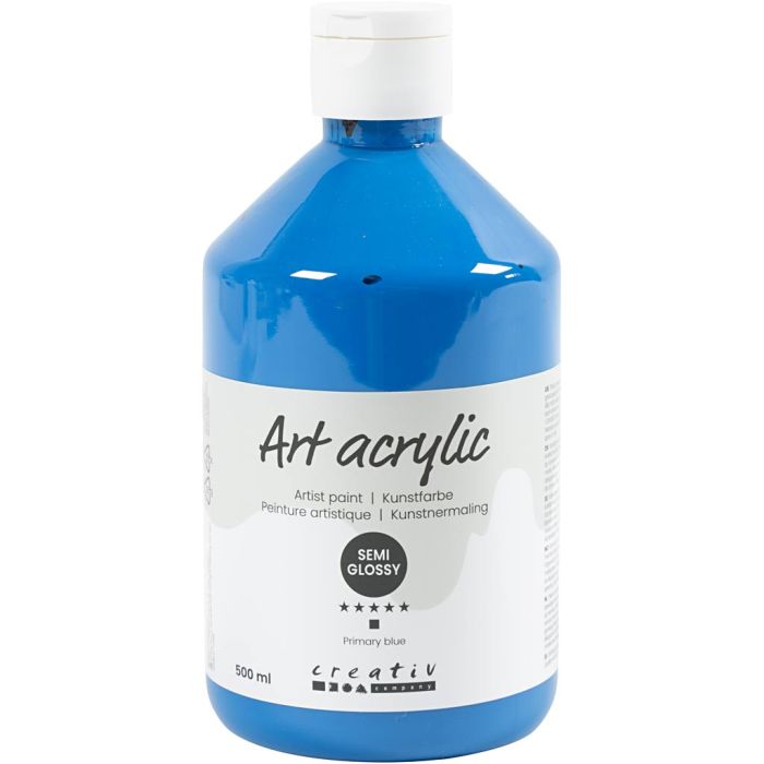 Akrylfärg, halvblank, täckande, primärblå, 500 ml/ 1 flaska