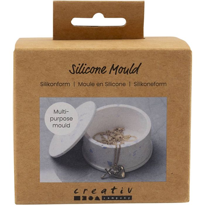 Silikonform, Burk med lock, H: 4,5 cm, Dia. 7,5 cm, 1 st./ 1 förp.