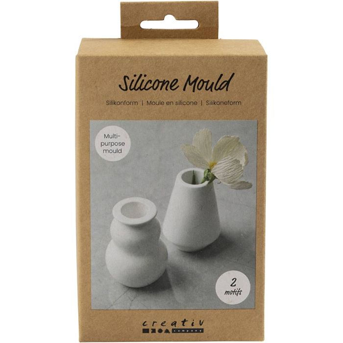 Silikonform, Vas och ljushållare, H: 7,5 cm, Dia. 5,5 cm, matt transparenta, 2 st./ 1 förp.