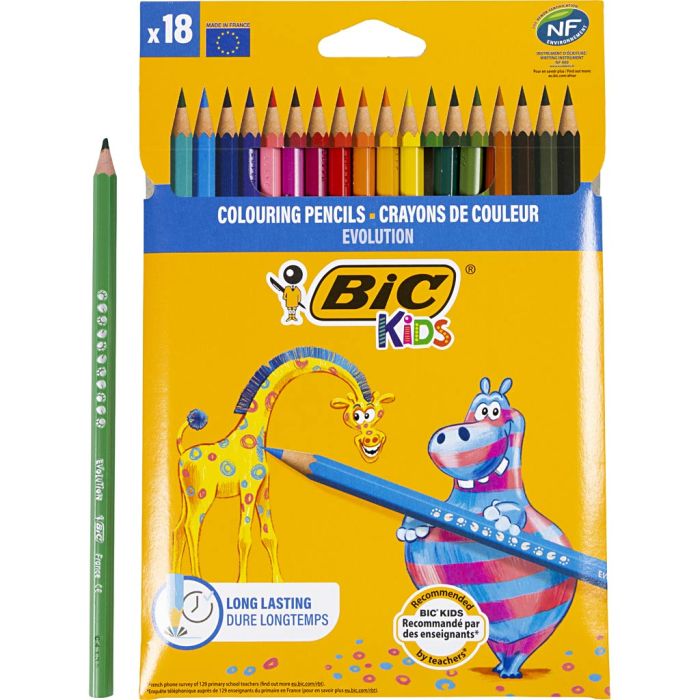 BIC Evolution Färgpennor, Sexkantig, L: 17,5 cm, kärna 3 mm, mixade färger, 18 st./ 1 förp.