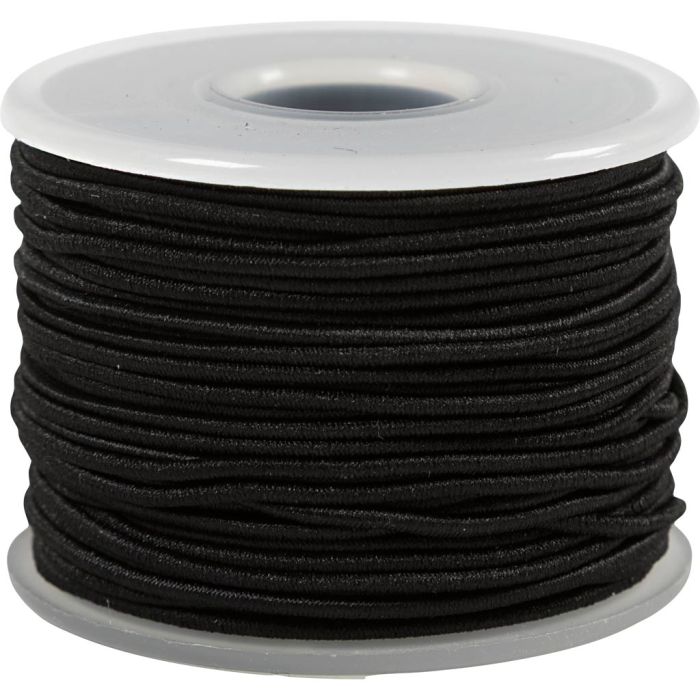 Elastisk smyckestråd, tjocklek 1 mm, svart, 25 m/ 1 rl.