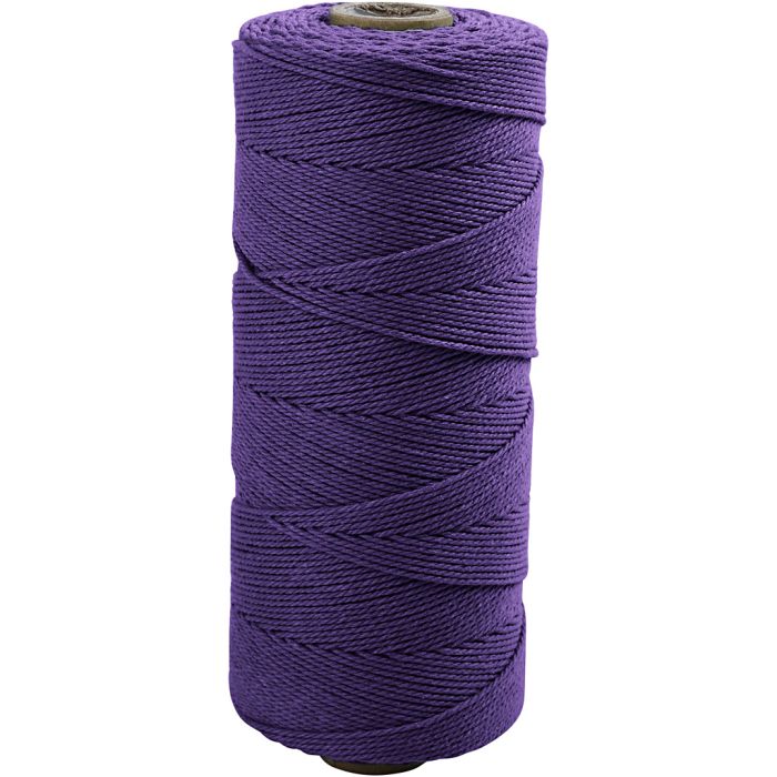 Makramésnöre, L: 315 m, tjocklek 1 mm, Tunn kvalitet 12/12, violet, 220 g/ 1 nystan
