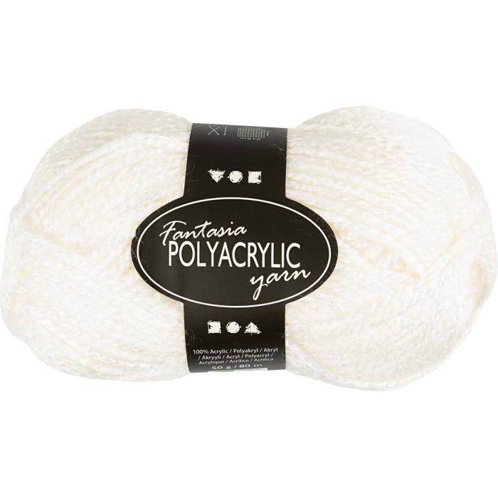 Fantasia Akrylgarn, L: 80 m, sticka 4,5-5, vit, 50 g/ 1 nystan