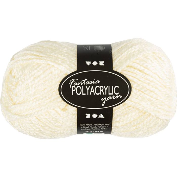 Fantasia Akrylgarn, L: 80 m, sticka 4,5-5, råvit, 50 g/ 1 nystan