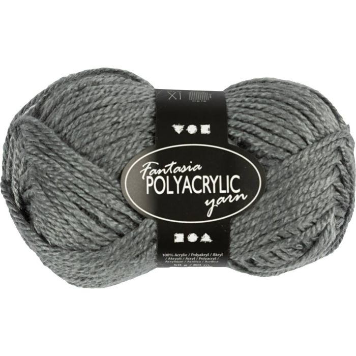 Fantasia Akrylgarn, L: 80 m, sticka 4,5-5, grå, 50 g/ 1 nystan