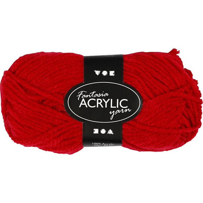 Fantasia Akrylgarn, L: 80 m, sticka 4,5-5, röd, 50 g/ 1 nystan