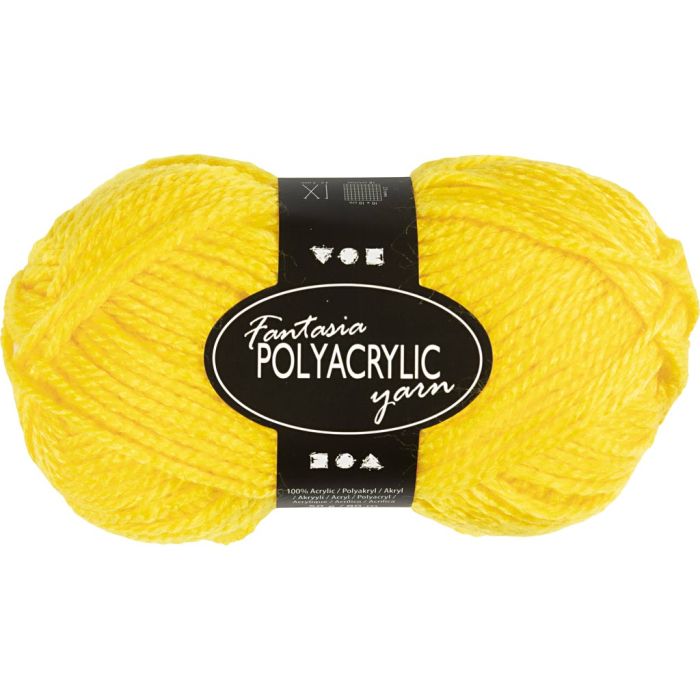 Fantasia Akrylgarn, L: 80 m, sticka 4,5-5, gul, 50 g/ 1 nystan