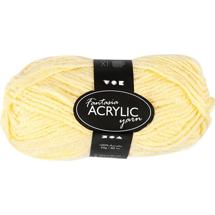 Fantasia Akrylgarn, L: 80 m, sticka 4,5-5, ljusgul, 50 g/ 1 nystan