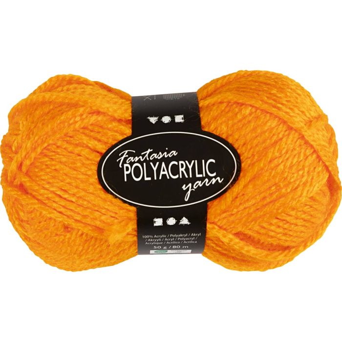 Fantasia Akrylgarn, L: 80 m, sticka 4,5-5, neonorange, 50 g/ 1 nystan