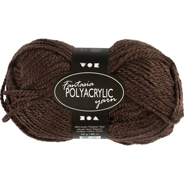 Fantasia Akrylgarn, L: 80 m, sticka 4,5-5, brun, 50 g/ 1 nystan