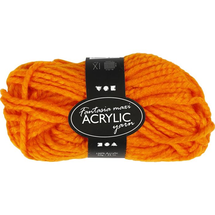 Fantasia Akrylgarn, L: 35 m, sticka 9-10, neonorange, 50 g/ 1 nystan