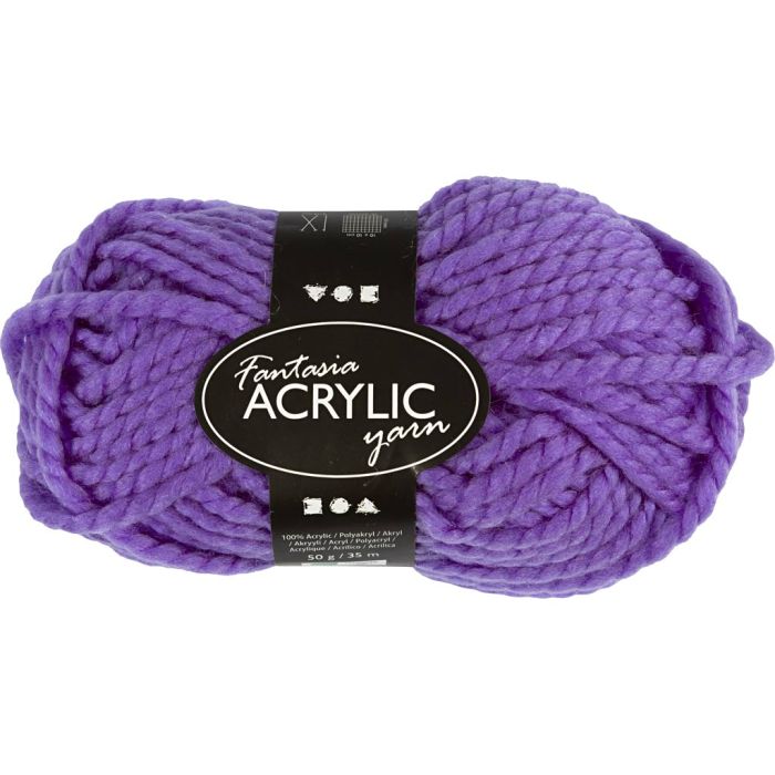 Fantasia Akrylgarn, L: 35 m, sticka 9-10, lila, 50 g/ 1 nystan