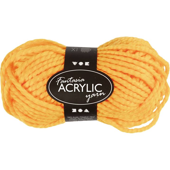 Fantasia Akrylgarn, L: 35 m, sticka 9-10, gul, 50 g/ 1 nystan