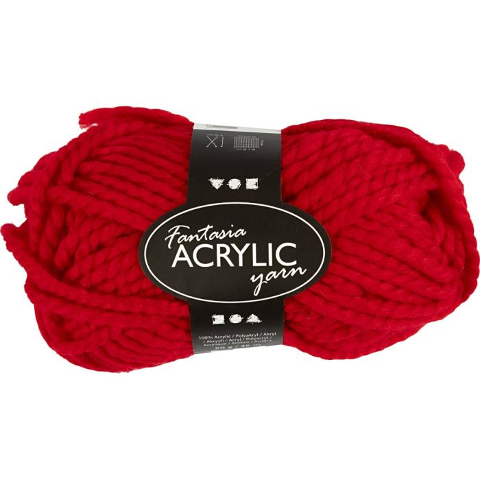 Fantasia Akrylgarn, L: 35 m, sticka 9-10, röd, 50 g/ 1 nystan