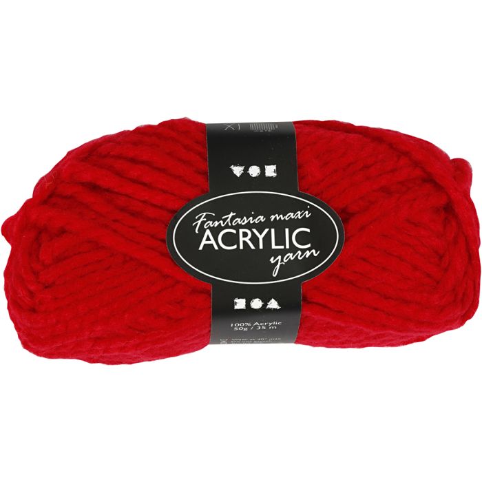Fantasia Akrylgarn, L: 35 m, Maxi, röd, 50 g/ 1 nystan