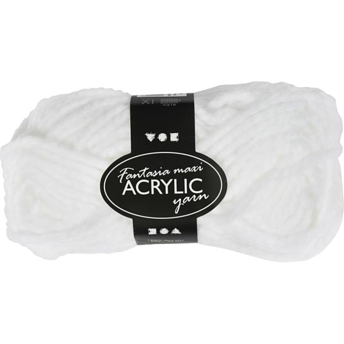 Fantasia Akrylgarn, L: 35 m, sticka 9-10, vit, 50 g/ 1 nystan