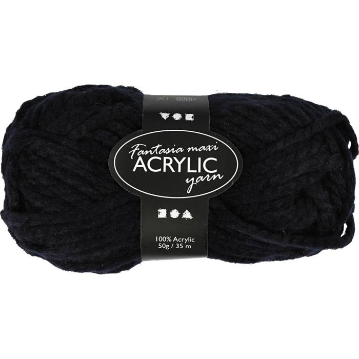 Fantasia Akrylgarn, L: 35 m, sticka 9-10, svart, 50 g/ 1 nystan