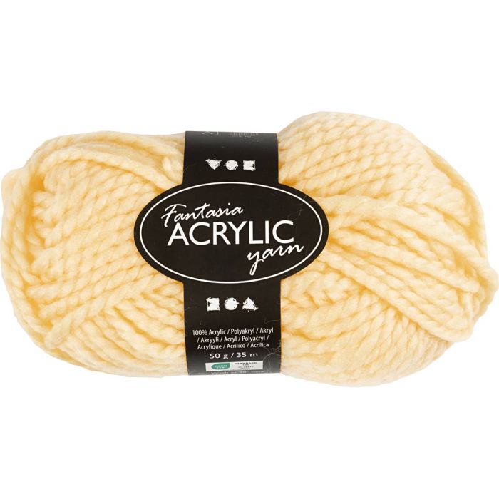 Fantasia Akrylgarn, L: 35 m, sticka 9-10, ljusgul, 50 g/ 1 nystan