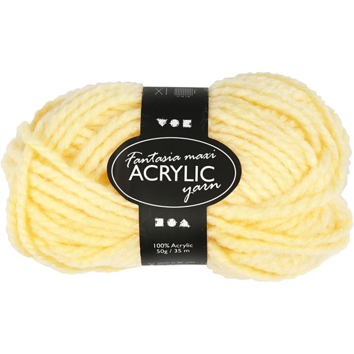 Fantasia Akrylgarn, L: 35 m, Maxi, ljusgul, 50 g/ 1 nystan
