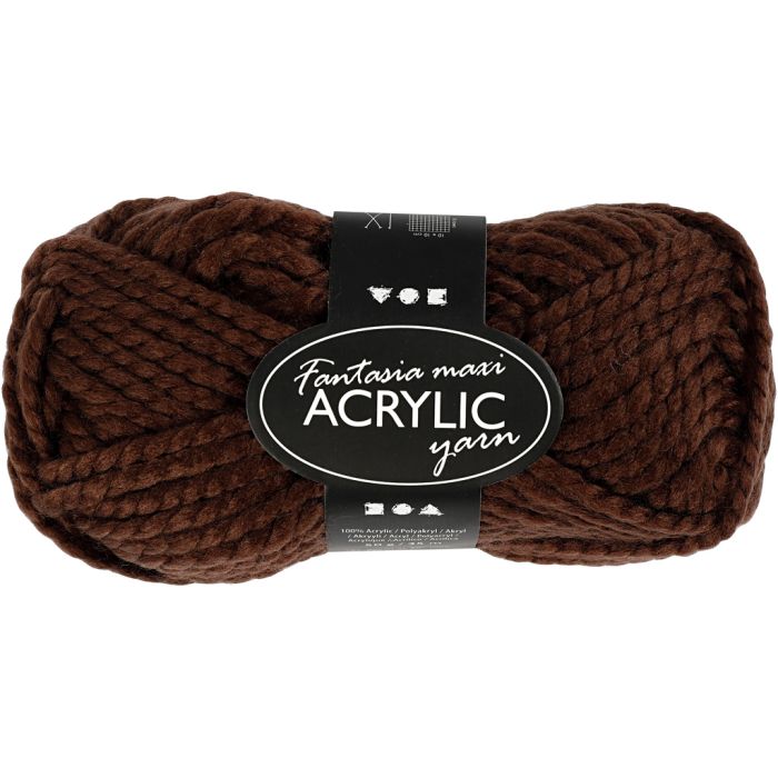 Fantasia Akrylgarn, L: 35 m, Maxi, brun, 50 g/ 1 nystan