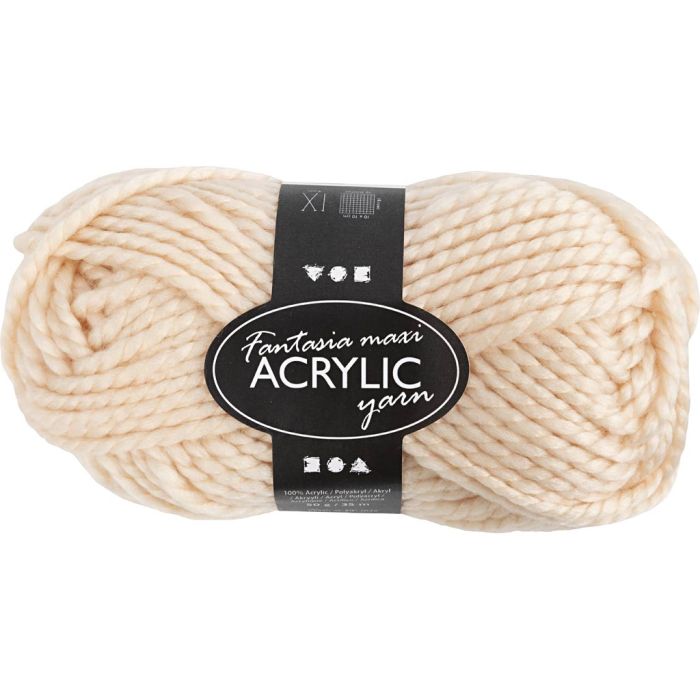 Fantasia Akrylgarn, L: 35 m, sticka 9-10, ivory, 50 g/ 1 nystan