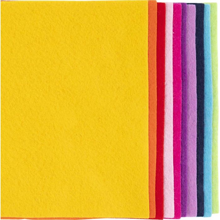 Hobbyfilt, A4, ark 210x297 mm, tjocklek 2 mm, colorful, 10 ark/ 1 förp.