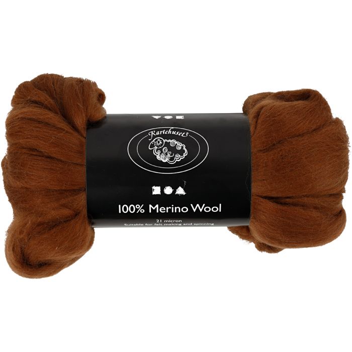 Merinoull, tjocklek 21 my, brun, 100 g/ 1 förp.