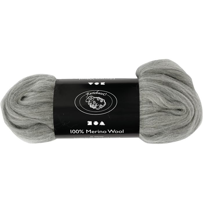 Merinoull, tjocklek 21 my, grå, 100 g/ 1 förp.
