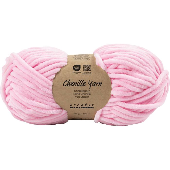 Velourgarn, L: 105 m, sticka 5-6, ljusrosa, 100 g/ 1 nystan