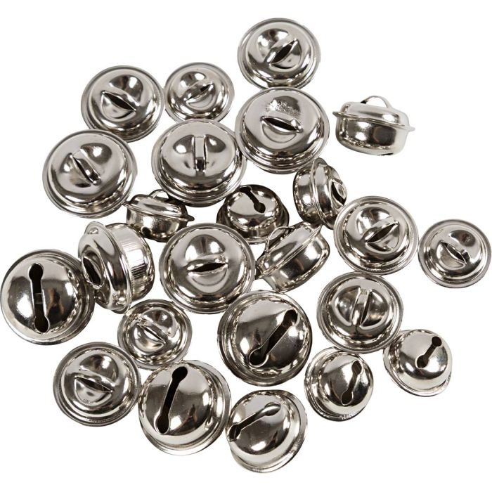 Bjällror, stl. 13+15+17 mm, silver, 24 st./ 1 förp.