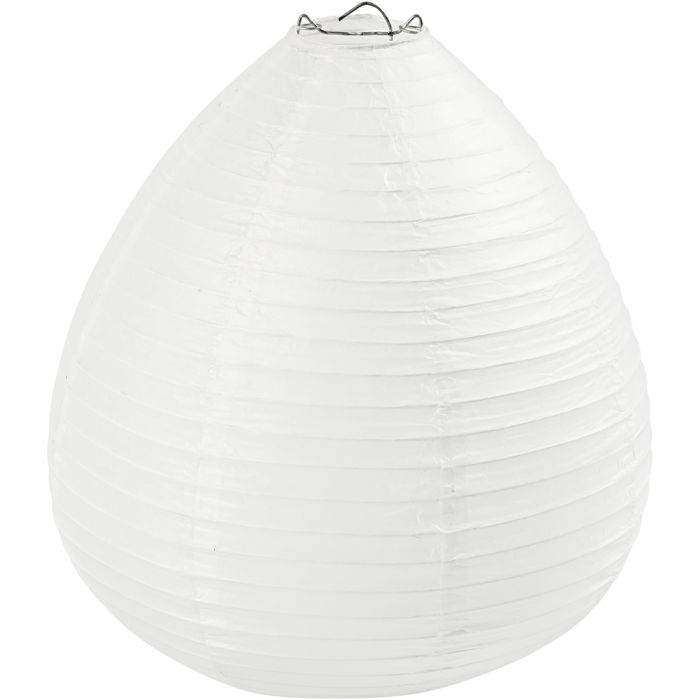 Papperslampa, Droppe, H: 27 cm, Dia. 25 cm, vit, 1 st.