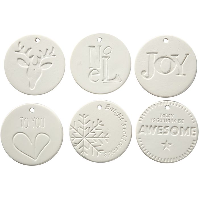 Dekorationer, stl. 7x7 cm, tjocklek 0,6 cm, vit, 24 st./ 1 förp.