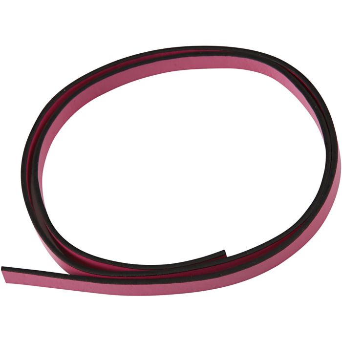 Imiterat Läderband, B: 10 mm, tjocklek 3 mm, rosa, 1 m/ 1 förp.