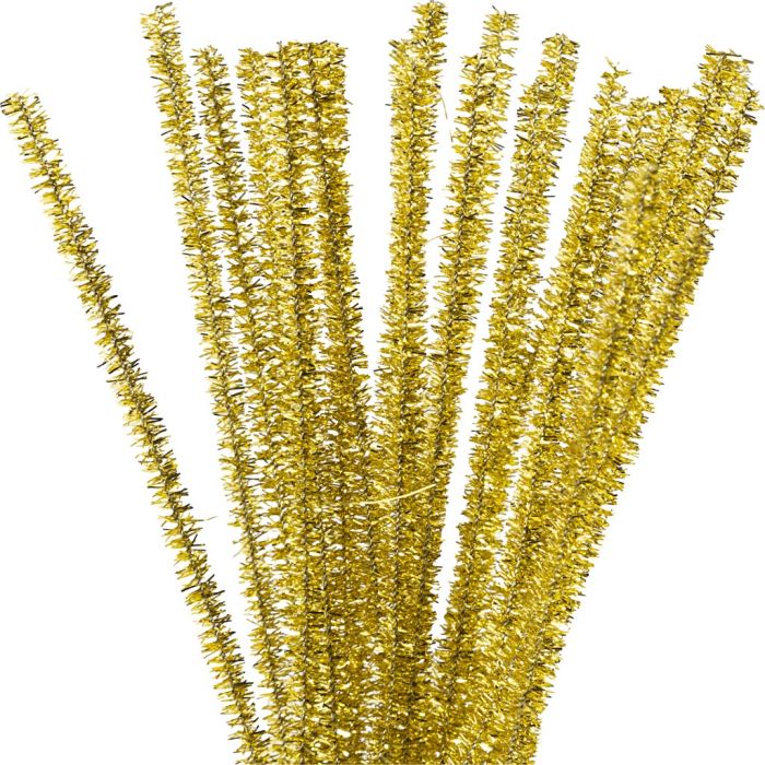 Piprensare, L: 30 cm, tjocklek 6 mm, glitter, guld, 24 st./ 1 förp.